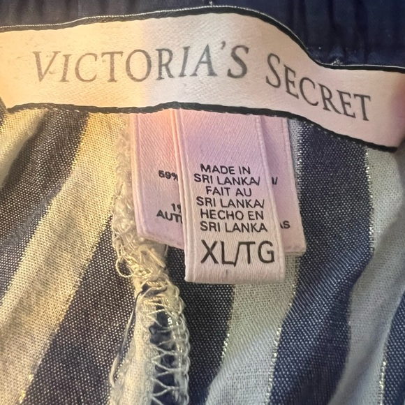 Y2K Victoria Secret PJ Loungewear Cropped Capris Breathable w/ Stripes Size XL - Picture 4 of 5